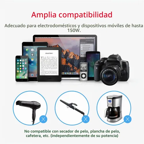 Vista 7 de BESTEK Inversor de corriente 150W DC 12V a 110V Convertidor de CA 4.2A Dual USB Adaptador de enchufe de coche Convertidor de salida (azul)
