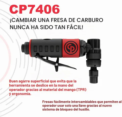 Vista 2 de Chicago Pneumatic CP7406 - Herramienta de amoladora de ángulo de aire, soldador, carpintería, detalles automotrices, pulidora de acero inoxidable