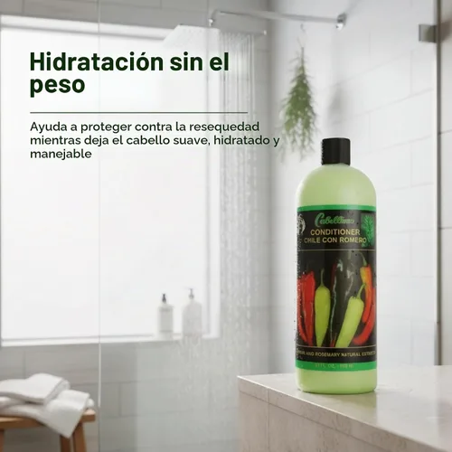 Vista 8 de Acondicionador de Chile con Romero, Acondicionador para prevenir la caída del cabello con extractos naturales, 960 ml, Botella 1 paquete