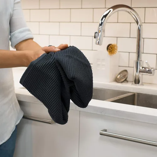 Vista 4 de Now Designs Ripple - Juego de 2 toallas de cocina, color negro