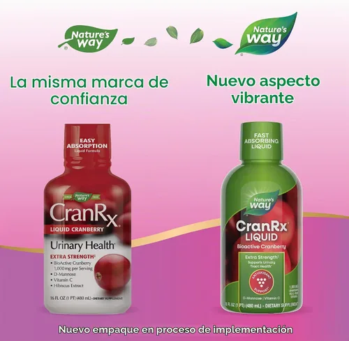 Vista 2 de Nature's Way CranRx Extra Strength Cranberry 1,000 mg, D-manosa + Vit C + Hibisco, 16 onzas líquidas