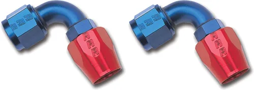 Vista 2 de RUSSELL /EDEL 610180 Aluminio anodizado rojo/azul -10AN extremo de manguera de 90 grados