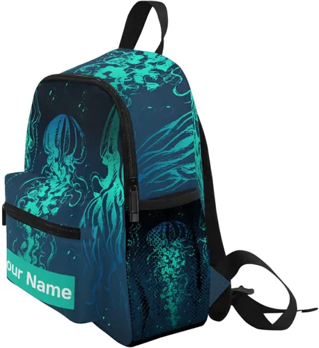 Vista 3 de AUUXVA Mochila infantil personalizada para niñas y niños, mochilas casuales para niños, mochila escolar personalizada con nombre para niños, medusa