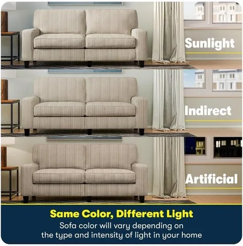 Vista 8 de Pemberly Row Sofá moderno de 73 pulgadas con brazos de riel con fundas extraíbles, color beige