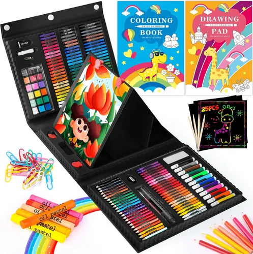 Vista 7 de iBayam Kit de arte, paquete de 251 suministros de arte, kits de dibujo, caja de regalo para artes y manualidades, caja de regalo para niños