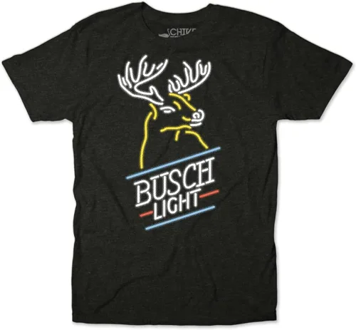 Vista 2 de Busch Light Deer Buck Neon Beer Sign Camiseta Negro