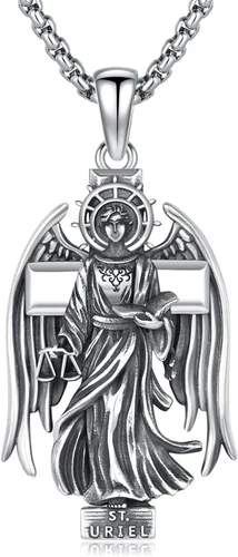 Vista 105 de 925 Sterling Silver Patron Saint Amulet Necklace for Men Women plateado