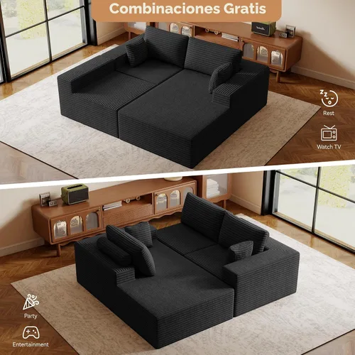 Vista 3 de Sofás modulares seccionales de nube de 111 pulgadas con chaise en forma de L, sofá sin estructura tapizado de asiento profundo para sala de estar