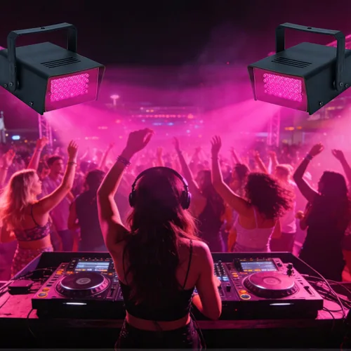 Vista 5 de 24 LED mini luz estroboscópica rosa luces de fiesta de baile LED