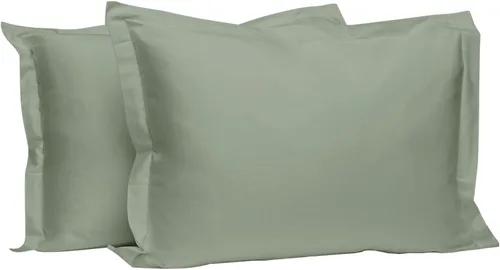 Vista 47 de Juego de 2 fundas de almohada de 100 % algodón puro, tamaño King, color plateado, lujosas fundas de almohada de algodón de fibra larga de 400 hilos