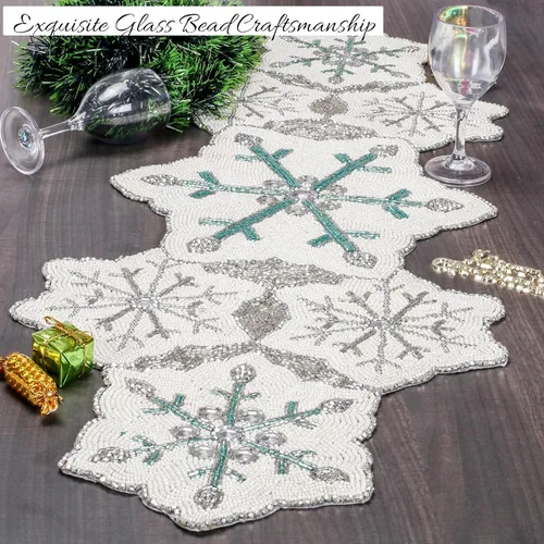 Vista 2 de Camino de mesa con cuentas de 36 pulgadas de diseño elegante infinito - Decoración de mesa para bodas, fiestas, días festivos, regalos y uso diario