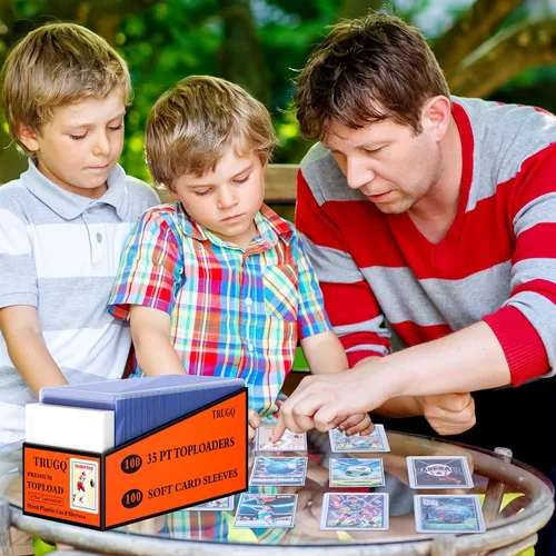 Vista 6 de 200 fundas para tarjetas, toploaders para tarjetas, protectores de tarjetas de béisbol de 3"X4", toploaders de plástico duro para cartas