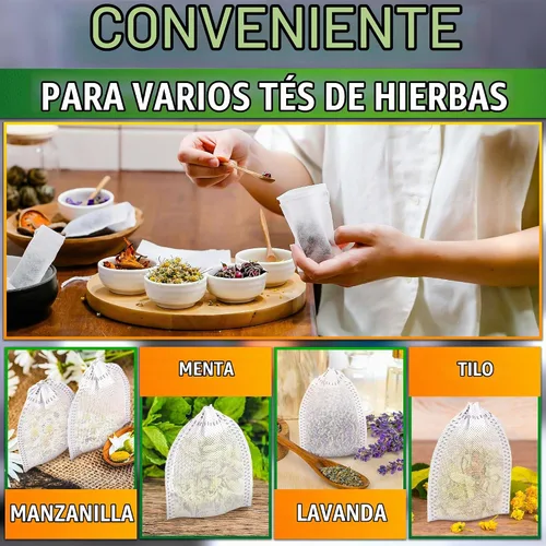 Vista 6 de Bolsas de té desechables para té de hojas sueltas, 400 unidades, 3.62 x
