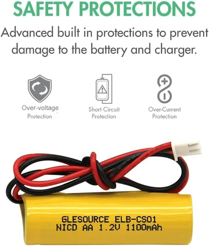Vista 4 de Batería de luz de emergencia AA 1100mAh 1.2V compatible con ELB-CS01, EXR EL 122 C4T, Custom 332, Unitech OSA268 (paquete de 10)