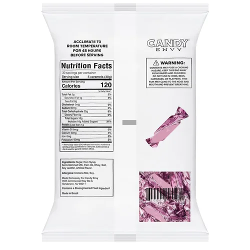 Vista 2 de Caramelos envueltos individualmente en color rosa claro, bolsa de 2 libras, aproximadamente 190