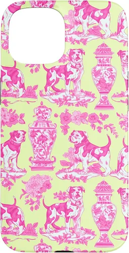 Vista 6 de Chinoiserie Dog Yellow Pink Toile Preppy Grandmillennial Case for iPhone 16
