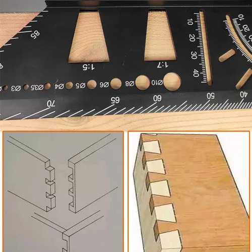 Vista 5 de Regla de medición de tamaño cuadrado para carpintería de aleación de aluminio, herramienta de plantilla de medición de ángulo de inglete 3D, calibre