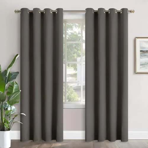 Vista 103 de YoungsTex - Cortinas blackout cortas, aislamiento térmico, ojales, oscurecen la habitación, privacidad, para cámper, sótano, cocina y baño, 2 Gris
