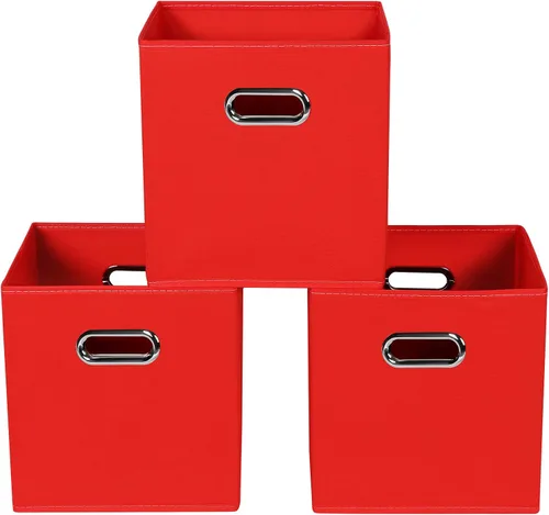 Vista 48 de Yunkeeeper - Contenedores de almacenamiento, cubos organizadores de tela con asa, cubos plegables para almacenamiento de tela o accesorios, 11 x 11