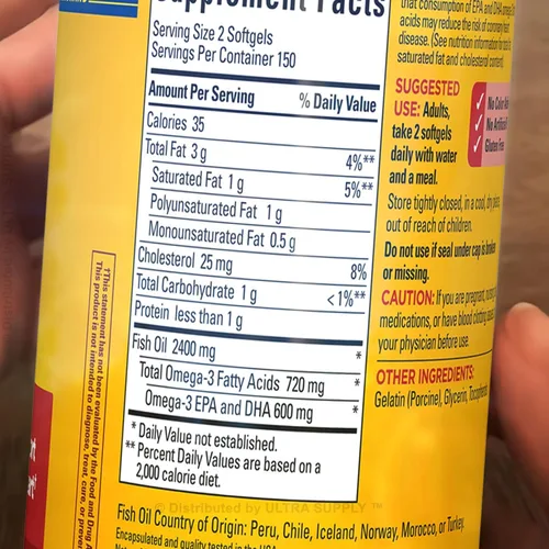 Vista 2 de Nature_Mades Aceite de pescado 1200 mg (300 unidades - Paquete económico) 360 mg Omega-3 EPA y DHA cápsulas blandas - Purificado, sin mercurio