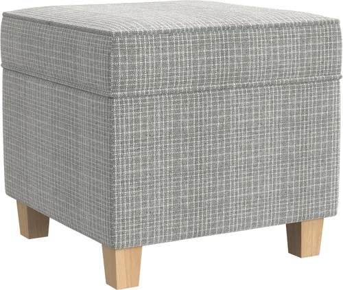 Vista 17 de HomePop Otomana Clásica Cuadrada de Almacenamiento con Tapa Desmontable Otomana con Almacenamiento para Sala de Estar y Dormitorio, Patrón de Negro