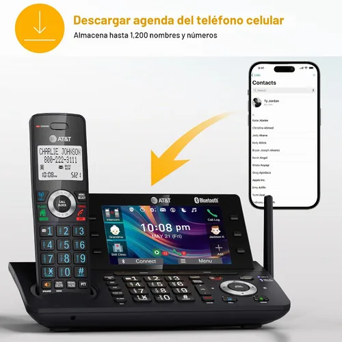 Vista 9 de AT&T DECT 6.0 Teléfono inalámbrico para el hogar y la empresa con contestador, pantalla a color grande de 5", atajo de un solo toque, conferencia