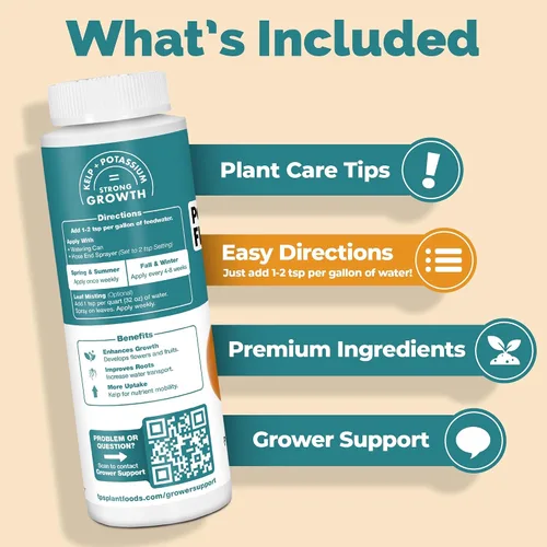 Vista 4 de TPS NUTRIENTS Fertilizante de Potasio para Plantas, Promueve el Crecimiento, Brotación y Floración, Alimento Vegetal Líquido 8 oz (250mL)