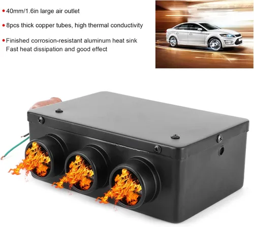 Vista 6 de Tyenaza Calentador de ventilador de automóvil, descongelador de coche de 12 V, 50 W, 3 agujeros, portátil, calentador de calentamiento rápido