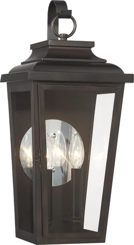 Vista 3 de THE GREAT OUTDOORS Irvington Manor - Farol de bolsillo LED con 1 luz en bronce Chelesa con cristal transparente
