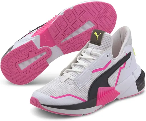 Vista 2 de PUMA Provoke XT Cross Trainer para mujer, color blanco y negro y rosa luminoso, talla 6.5, Blanco