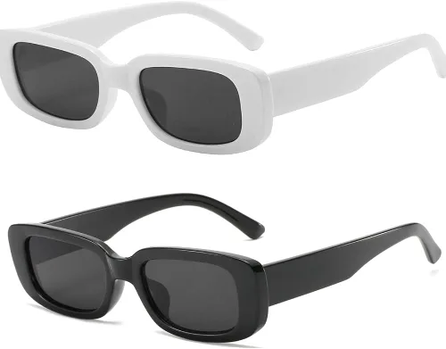 Vista 19 de Dollger - Lentes de sol rectangulares para mujer y hombre, gafas de moda retro, protección UV 400, armazón cuadrado A: negro y marrón leopardo