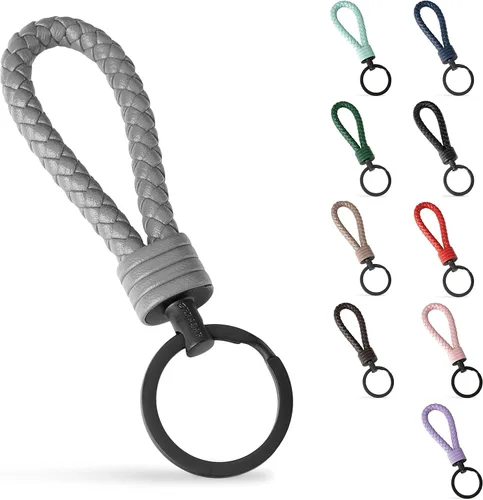 Vista 10 de SERASAR Leather Keychain [Strong] - with Additional Stainless Steel Key Ring for Small Keys - with Gift Box