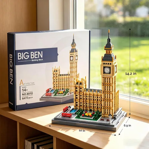 Vista 6 de Big Ben - Juego de microbloques de torre de reloj para adultos, 4112 piezas
