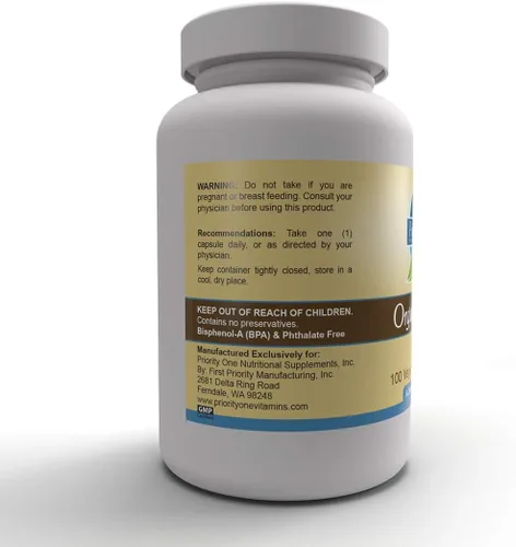 Vista 4 de Priority One Vitaminas Orotato de Litio 30mg 100 Cápsulas Vegetarianas