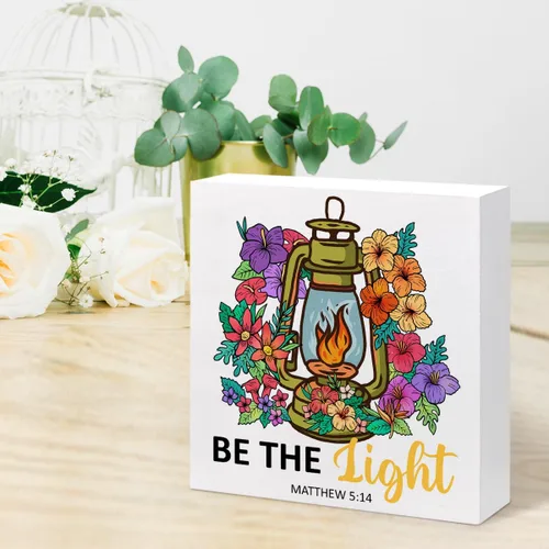 Vista 6 de Mattew - Letreros de madera con texto en inglés "Be the Light