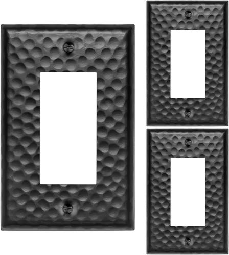 Vista 20 de Monarch Abode placa de pared basculante de una banda, placa de pared de cobre puro martillado a mano para un solo interruptor, cubierta decorativa