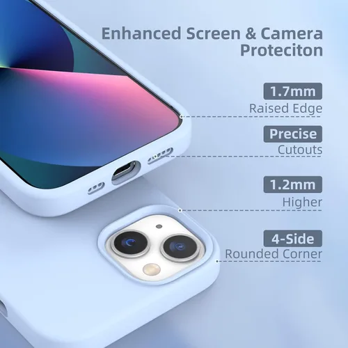Vista 3 de Funda compatible con iPhone 13 para mujeres y hombres, [Protección completa] [Antihuellas dactilares] [Tacto suave] Funda protectora de silicona