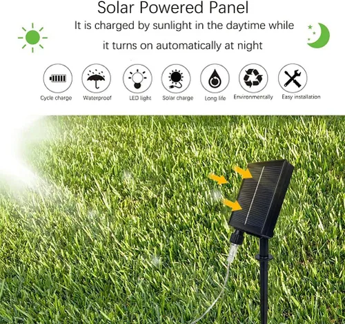 Vista 6 de SHUKAN 11 hebras de 220 luces LED solares de luciérnaga, 8 modos Guirnalda de luces impermeables de alambre de cobre de hadas, decoración de vid