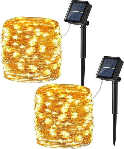 Vista 13 de Brizled Guirnalda de luces solares de vid de 33 pies, 100 luces LED solares, 8 modos, hojas de hiedra artificial, luces solares de vid, luces
