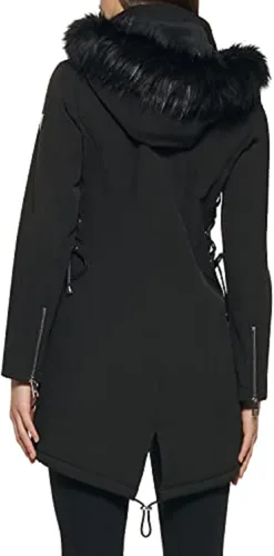 Vista 6 de GUESS Womens Long Softshell Coat-Water Resistant Fall Jacket, Faux Fur