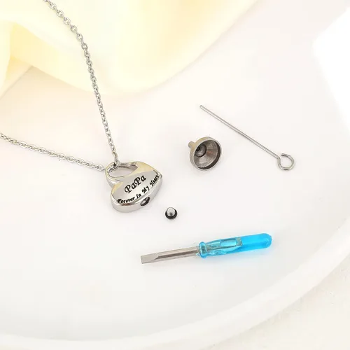Vista 5 de Joyería de urna de cremación para cenizas, collar de urna de recuerdo de cenizas para hombres y mujeres, colgante conmemorativo impermeable con kit