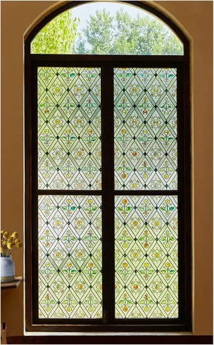 Vista 14 de Película de privacidad para ventana, películas de vidrio manchado para ventana 3D arco iris decorativas, adhesivo estático, tinte de ventana Arco