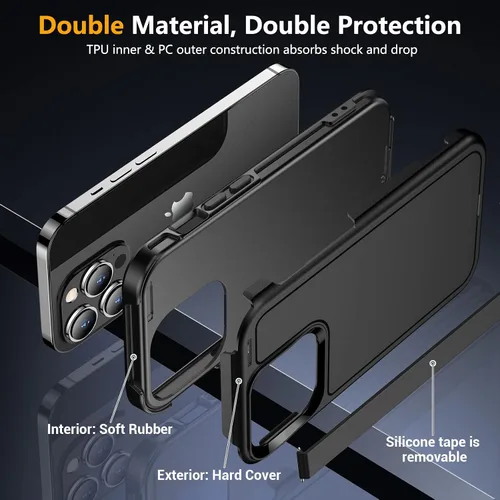 Vista 5 de jaroco Funda magnética para iPhone 14 Pro, compatible con MagSafe, protección resistente contra caídas con 2 protectores de pantalla de vidrio +
