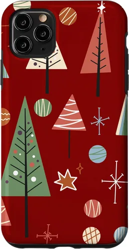 Vista 11 de Funda decorativa para iPhone 14 Retro de mediados de siglo para árbol de Navidad