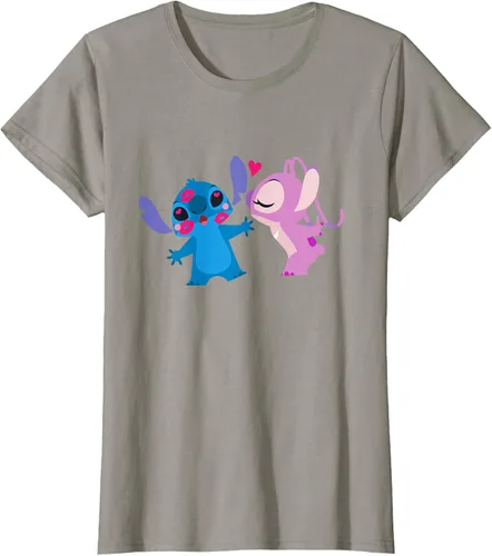 Vista 73 de Disney Stitch and Angel - Camiseta para el día de San Valentín Negro