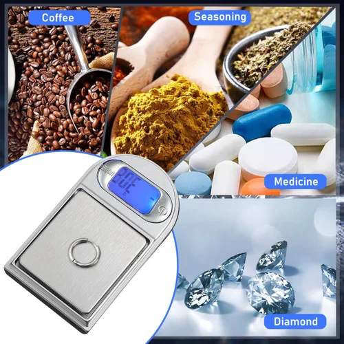 Vista 7 de IMIKEYA Mini báscula digital de bolsillo de 200/0.00 oz, báscula de joyería en forma más ligera, de acero inoxidable con batería con pantalla LCD