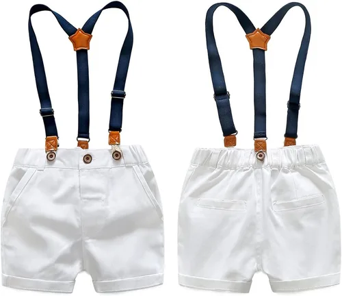 Vista 3 de Kimocat Conjunto de ropa casual para caballero para niños, camisa corta y pantalón