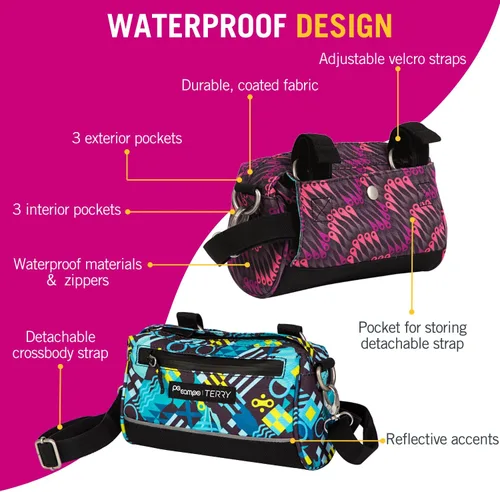 Vista 3 de Po Campo Kinga Bolsa para manubrio 2 – Canastas de almacenamiento de bicicletas duraderas e impermeables para montaje frontal, bolsas compactas