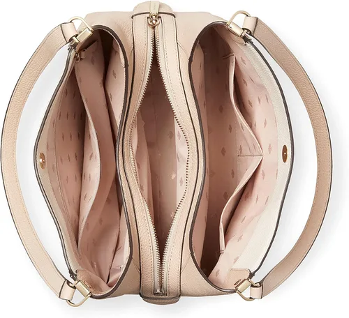 Vista 4 de Kate Spade Leila - Bolso de hombro con triple compartimento mediano, color beige cálido, Beige