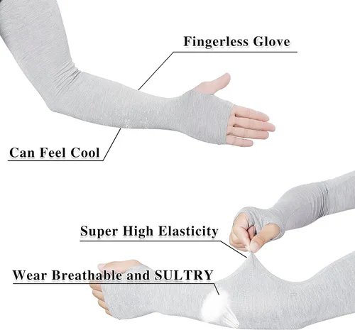 Vista 5 de Bellady Mangas de brazo para hombre manga elástica para tatuaje de brazo guantes largos sin dedos